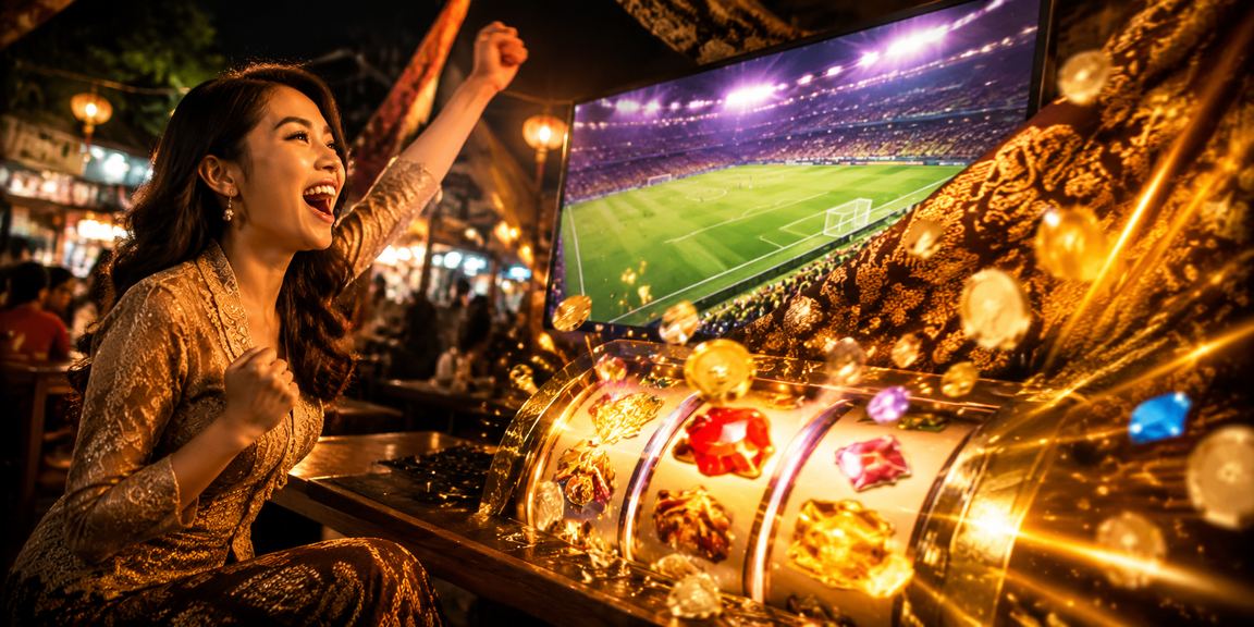 Visual permainan slot yang berwarna dan menarik di malam hari